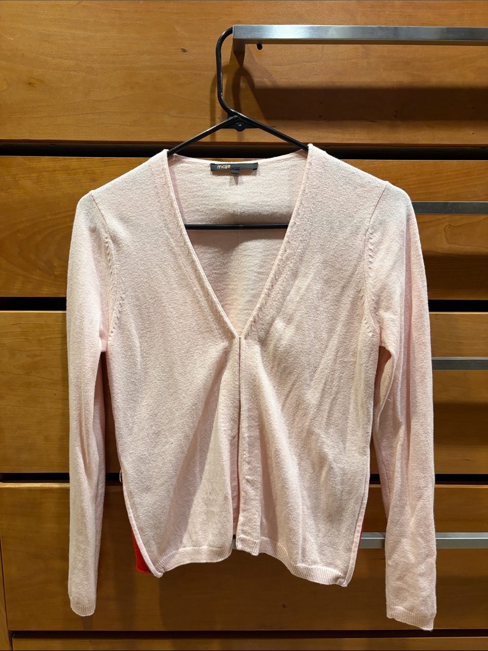 Maje pale pink knit V-neck cardigan